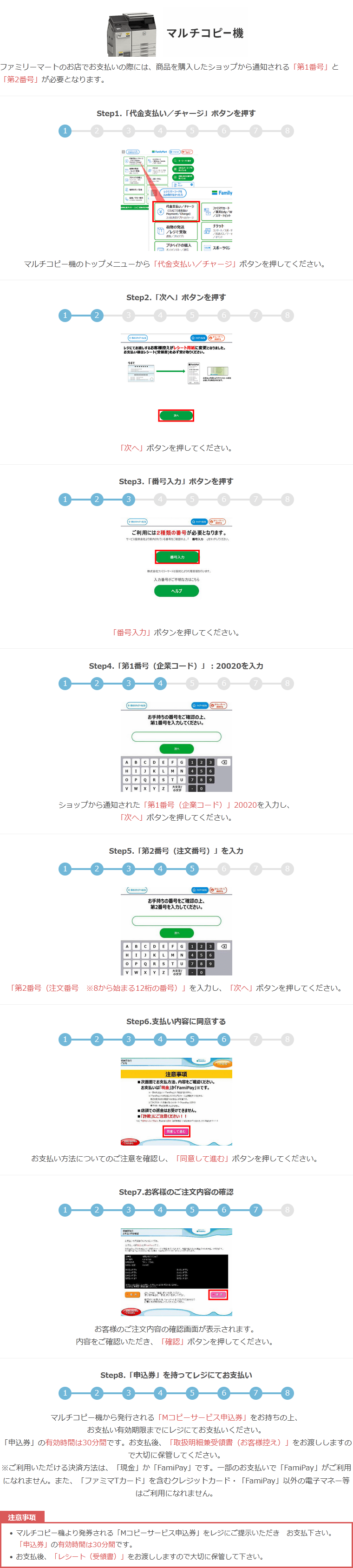 ファミリーマートの端末操作方法説明図